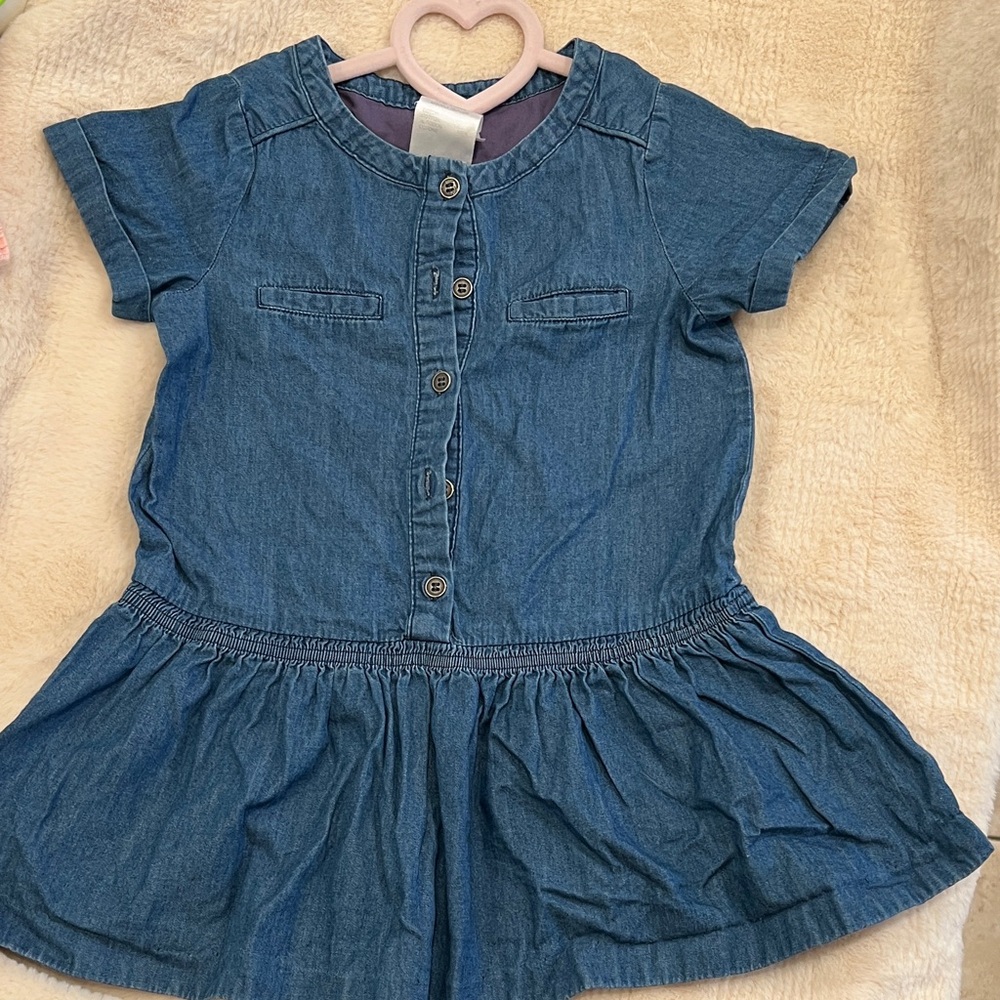 Jacadi Denim Blue and White Tag  dress 2T months